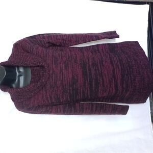 AB Studio Cowl Turtleneck Sweater Dress, black & dark pink